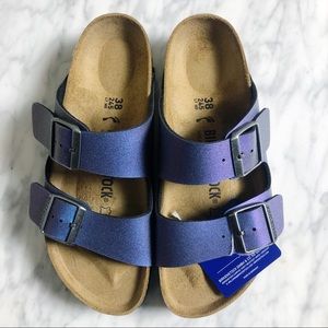 birkenstock arizona metallic purple